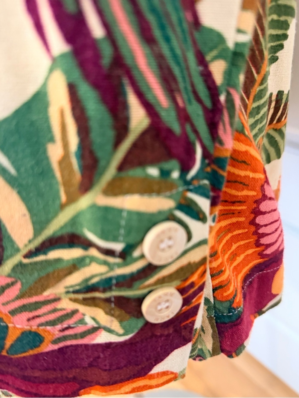 FARM Rio Macaw Mix Tropical Linen Blend Blazer Jacket Large - Picture 9 of 9